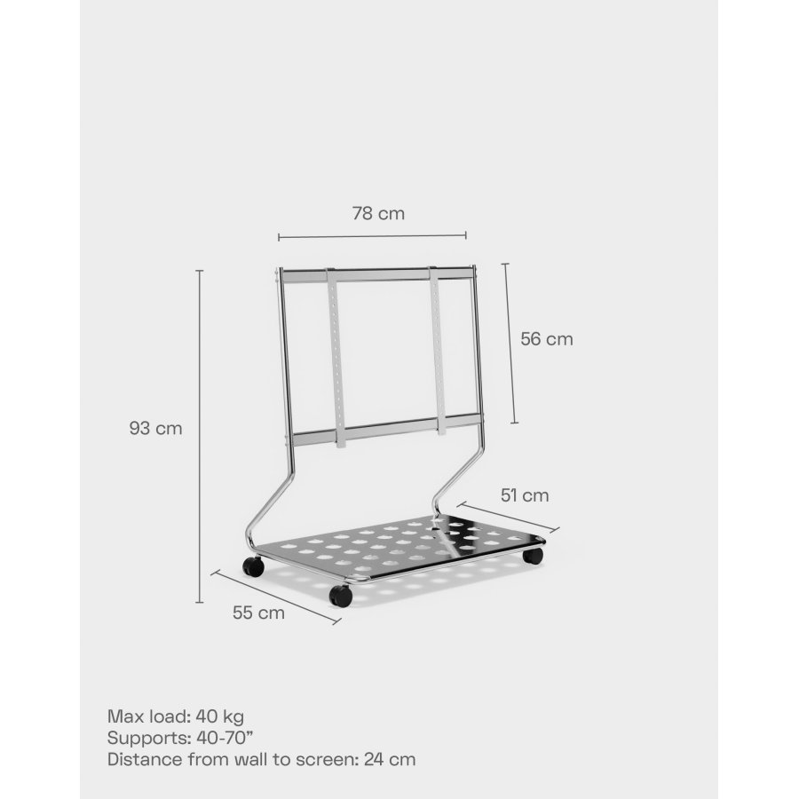 Pedestal Disco TV-Stander H93 cm, Chrome